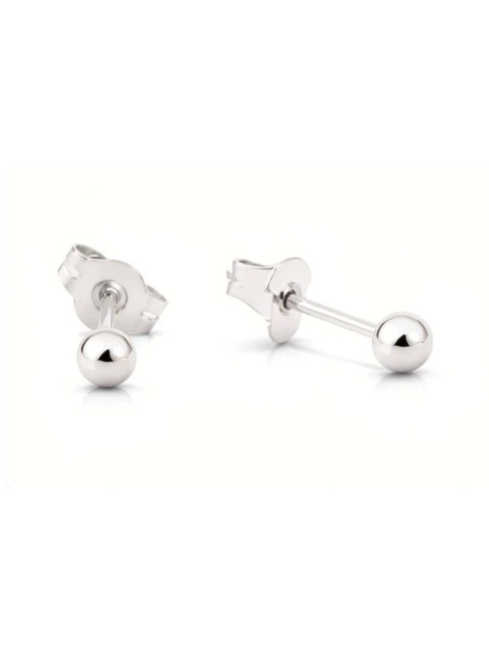 Ball Sm Stud Earrings 14k White Gold